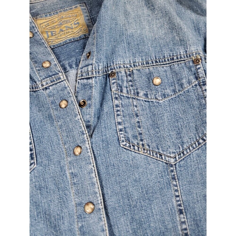 Vintage Liz Claiborne Denim Jean Shirt Pearl Buttons Jacket Size Medium - Picture 12 of 16